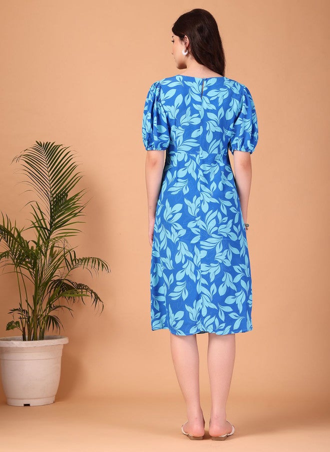 CUKOO Floral Printed Round Neck Georgette Fit & Flare Mini Dress - Image 5